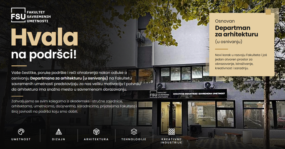 Velika podrška novom Departmanu za arhitekturu: FSU zahvaljuje javnosti, akademskoj i stručnoj zajednici
