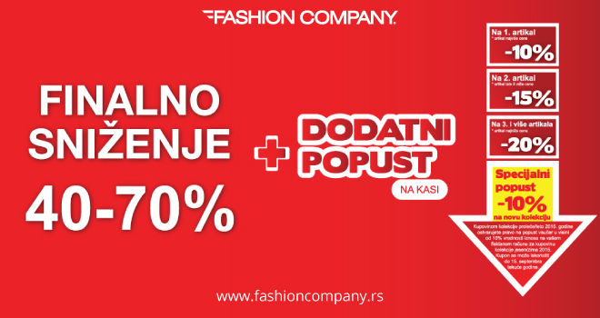 Finalno sniženje cena 40-70% + dodatni popust