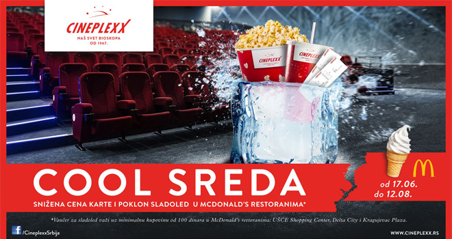 Cool sreda u bioskopu Cineplexx: Snižena cena karte