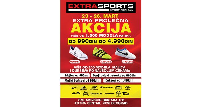 Velika prolećna akcija u Extra Sports radnji